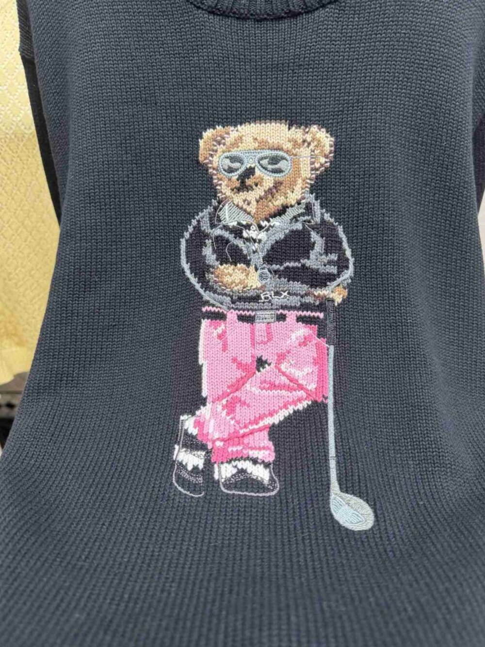 Polo Ralph Lauren Golf Bear Black Crewneck Sweater - Picture 3 of 7
